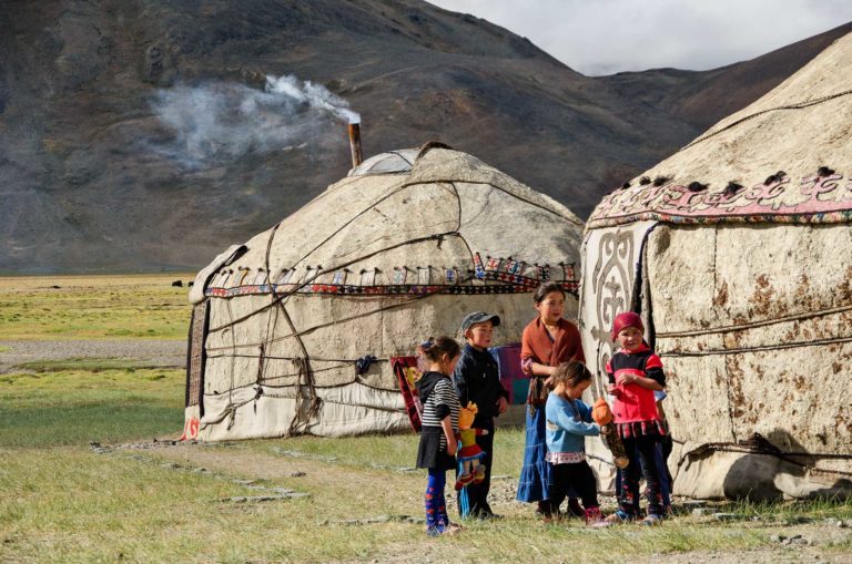 Children playing by the Yurt in Murghab
