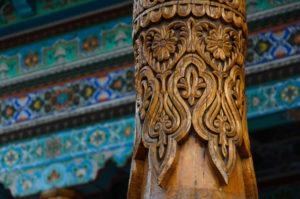 Woodcarving in Tea House in Khujand